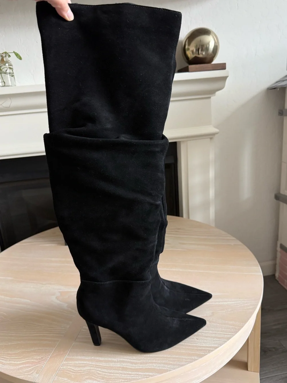 Genuine Suede Black Over-the-Knee Pointed Toe Stiletto Boots OATLIN,Slouchy•NWT